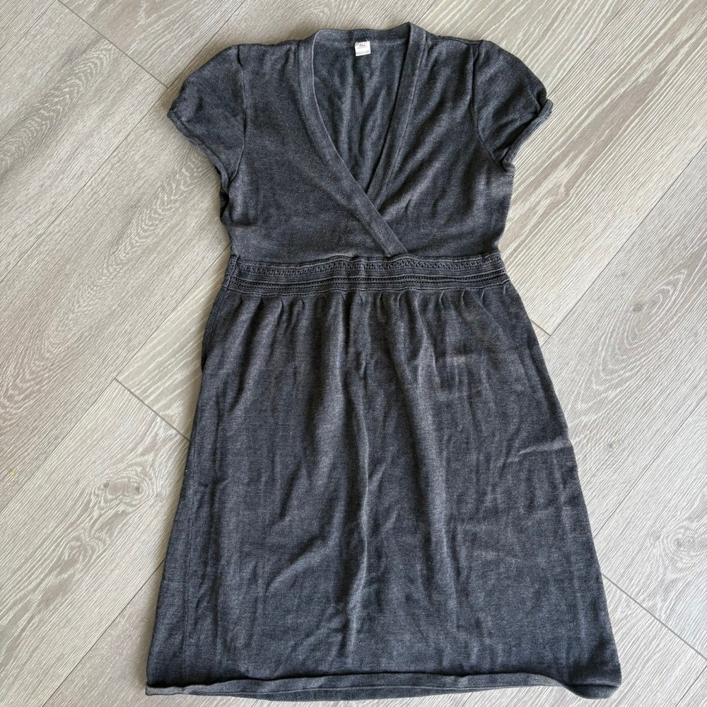 S.Oliver Casual Women Grey Knit Surplice V-Neck Empire Waist Dress Size 8 US